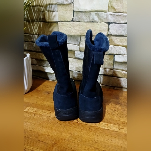 LANDS END Women's Suede &‎ Canvas All Weather Insulated Mid-Calf Boots SZ 8 - Picture 3 of 5